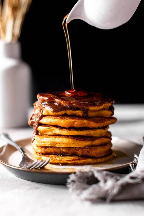 These homemade fluffy pumpkin pancakes with cinnamon butter are the perfect morning breakfast! Pumpkin puree adds a deliciously earthy- Pancakes With Cinnamon, Fluffy Pumpkin Pancakes, Pumpkin Pancake, Cinnamon Pancakes, Cinnamon Butter, Pumpkin Pancakes, Perfect Morning, Fluffy Pancakes, Morning Breakfast