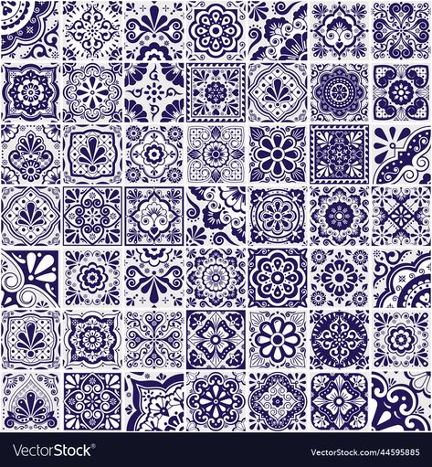 Talavera Tattoo, Mexican Talavera Tile, Engraving Ideas, Talavera Tiles, Mexican Talavera, Mexican Designs, Seamless Pattern Vector, Pattern Vector, Flowers Leaves