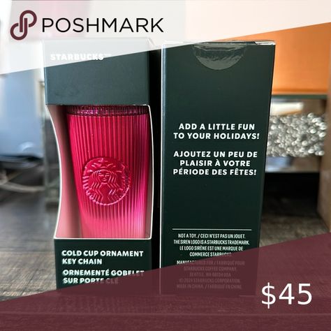 STARBUCKS LIMITED EDITION 2024 HOLIDAY COLD CUP ORNAMENT KEYCHAIN BNIB Starbucks Tumbler Cup, Pink Starbucks, Starbucks Tumbler, Starbucks Cups, Cold Cup, Garment Bags, 2024 Collection, Tumbler Cups, Beanie Hat