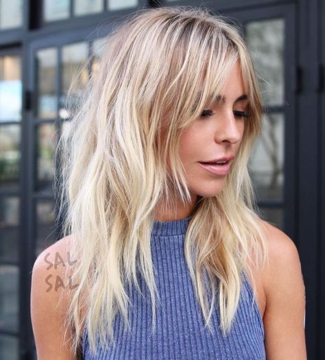 Long Blonde Shag Haircut Long Choppy Hair, Haircut Edgy, Long Shag Hairstyles, Bangs Haircut, Ideas Haircut, Long Shag Haircut, Choppy Hair, Hair 2018, Shag Hairstyles