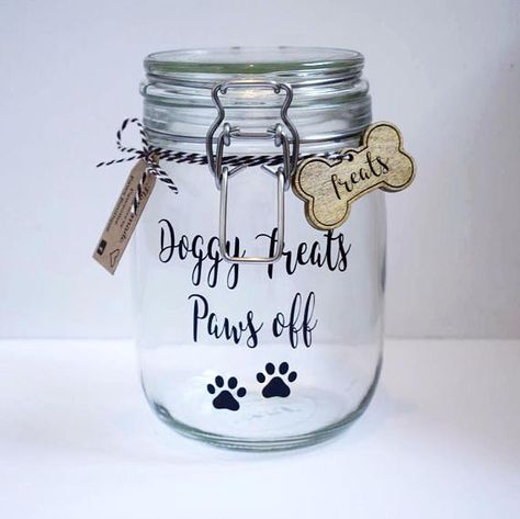 Dog Treat Jar Personalised Dog Treat Jar Glass Jar Dog Treat Container, Train Dog, Dog Marketing, Dog Treat Jar, Treat Jar, Mason Jar Crafts Diy, Dog Projects, Dog Crafts, Treat Jars