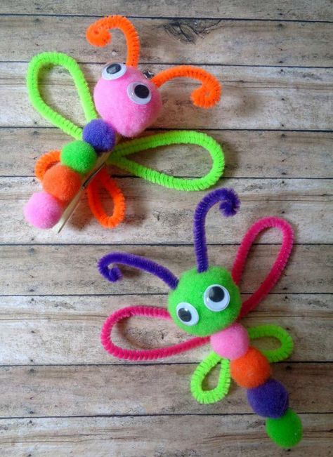 Clothes Pin Butterfly Magnet Craft For Kids Clothes Pin Butterfly, Easter Crafts For Toddlers, Pin Crafts, Camp Activities, Butterfly Magnet, Summer Fair, Magnet Crafts, Spring Crafts For Kids, Pom Pom Crafts