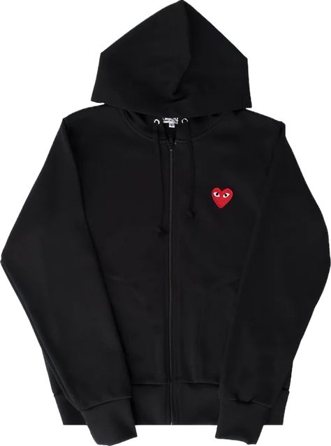 Comme des Garçons PLAY Heart Logo Zip Up Hoodie 'Black' | GOAT