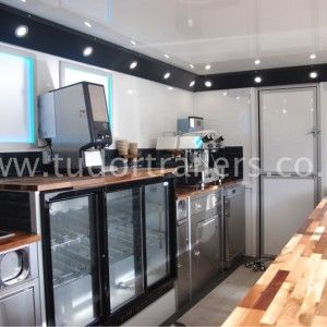 Coffee Truck Interior Design, Coffee Trailer Interior Design, Food Trailer Interior, Coffee Trailer Interior, Coffee Truck Interior, Mobile Bakery, Food Truck Interior, Coffee Catering, Mirrored Walls