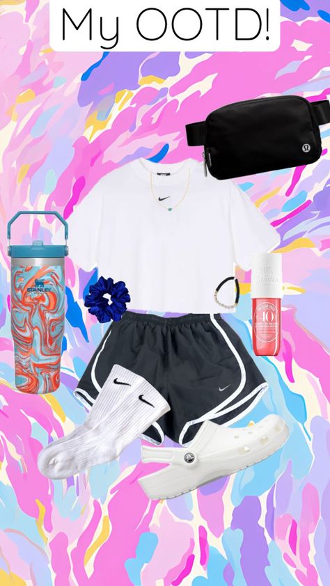 Reposting this bc it’s the exact same thing I wore today! #slay #preppy #viral #trending #popular #fit #cute #cutefit #outfitinspo #outfit #nike #crocs #white #cutefitibspo #whiteandblackfit #fyp Cute Outfits With Crocs, Nike Crocs, Outfit Nike, Cute Fit, White And Black, Cute Outfits, Ootd, Nike, Outfit Inspo