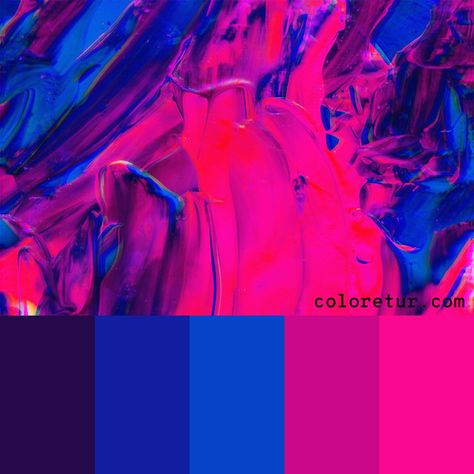 Neon Paint -   Bright pink and blue swirls make this neon painting and a vibrant palette  - Download the swatches now! Vivid Colors Palette, Pink Purple Blue Colour Palette, Neon Pink Colour Palette, Neon Pink Palette, Vibrant Pink Color Palette, Bright Pink Palette, Vibrant Colour Scheme, Bright Pink Colour Palette, Bright Vibrant Color Palette