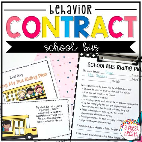 Behavior Contracts Elementary, Student Behavior Contract Elementary, Bus Behavior Management, Behavior Contract Elementary, Student Behavior Contract, Behavior Reflection Sheet, Recess Activities, Behavior Contract, Behavior Incentives