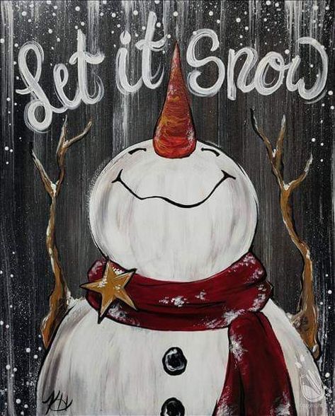 Rustic Snowman, Painting With A Twist, Christmas Canvas Art, Christmas Paintings On Canvas, Painting Party, Snowman Painting, Holiday Painting, Christmas Wood Crafts, Christmas Canvas