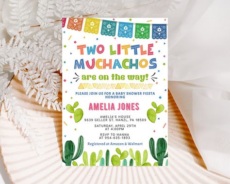 Two Little Muchachos are on the way Invitation EDITABLE Baby Shower Invite Mexican Baby Shower Fiesta Printable INSTANT DOWNLOAD FM5 by SweetPixelPrints on Etsy Mexican Baby Shower, Baby Boy Invitations, Mexican Babies, Mexican Theme, Fiesta Baby Shower, Baby Invitations, Gender Reveal Invitations, Baby Shower Invite, Invitation Printable