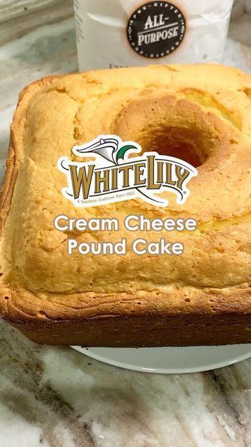 Cream Cheese Pound Cake Recipe, Tube Pan, Pound Cake Recipes Easy, Cheese Pound Cake, Cream Cheese Pound Cake, Cooling Rack, Cooking Spray, White Lily, Pound Cake Recipes