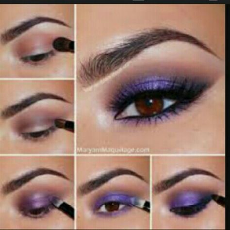 Create The Look W/ Elf & M.A.C Get this look with three easy  steps black eyeliner , purple  eyeshadow  and lash extension. I have all three in this discounted makeup bundle. MAC Cosmetics Makeup Eyeshadow Machiaj Smokey Eyes, New Makeup Ideas, Purple Smokey Eye, Makeup Tip, Purple Eye Makeup, Purple Makeup, Beauty Make-up, Makijaż Smokey Eye, Purple Eyeshadow