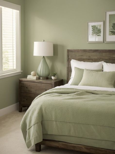 Sage Green Accent Wall, Green Accent Wall, Green Bedroom Walls, Beautiful Bedroom Colors, Green Bedroom Decor, Green Accent Walls, Sage Green Bedroom, Bedroom Wall Designs, Bedroom Wall Colors