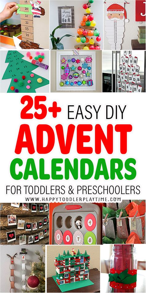 25 Easy & Creative Advent Calendars for Kids - HAPPY TODDLER PLAYTIME Advent Calendar For Toddlers, Cool Advent Calendars, Homemade Advent Calendars, Christmas Tree Advent Calendar, Christmas Advent Calendar Diy, Printable Advent Calendar, Calendar Craft, Christmas Countdown Calendar, Advent For Kids