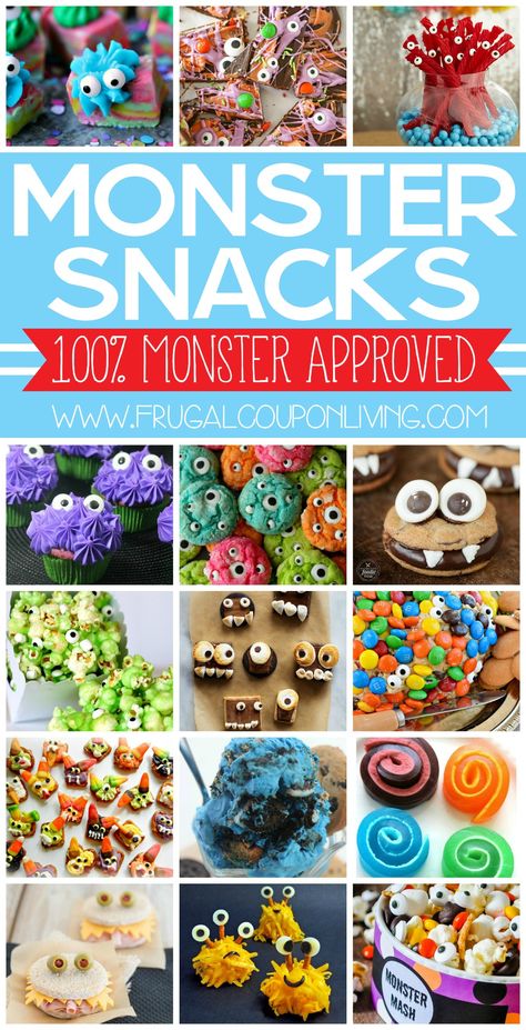 Hosting a monster of an occasion? Whether a birthday party, classroom event or  something for little monster, these Monster Snacks will not disappoint. Round-up on Frugal Coupon Living. Monster Birthday Party Food, Monster Party Ideas, Monster Snacks, Little Monster Party, Monster First Birthday, Monster Baby Showers, Monster Birthday Party, Little Monster Birthday, Monster 1st Birthdays