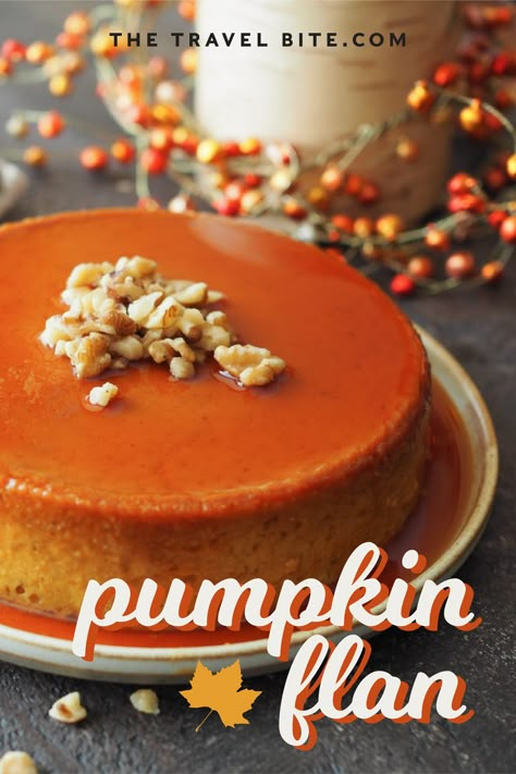 Pumpkin Flan Recipe Pumpkin Flan Recipe, Flan Recipe Easy, Pumpkin Flan, Coconut Flan, Favorite Holiday Desserts, Flan Cake, Creamy Shrimp, Boricua Recipes, Spanish Recipes