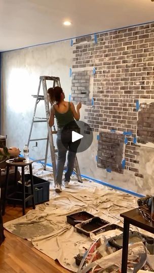 1.4K views · 12 reactions | MIND BLOWN 🤯 

We cannot believe the look that @divinedesignbytracey  achieved with our Bricks Allover Stencil!

Want an exposed brick look, but maybe you live in a new build? Try STENCILS! They are quite literally a steal when you compare it to the price it costs to install real brick.

We truly cannot believe this is just paint 🤩

Are you trying this feature wall DIY?

📌 Bricks Allover Stencil
📸 @divinedesignbytracey 

#stencil #stenciling #wallstencil #cuttingedgestencils #brickwall #exposedbrick #wallmural #fauxbrick #diywalldecor #interiordesign #wallideas #accentwall | Cutting Edge Stencils Feature Wall Diy, Brick Wall Painting, Brick Wall Stencil, Painted Brick Wall, Diy Bricks, Interior Brick, Wall Diy, Brick Texture, Faux Brick