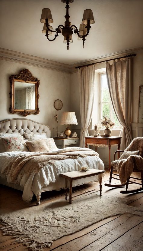 17+ French Country Bedroom Decorating Ideas That Will Transform Your Space! 🇫🇷✨ French Country Style Decor, French Country Bedroom Decor Ideas, French Country Bedrooms Romantic, Country Bedroom Decorating Ideas, Bedroom With Tufted Headboard, French Chic Bedroom, French Farmhouse Bedroom, Country Decor Ideas, French Country Bedroom