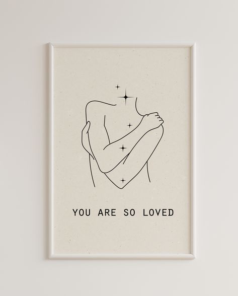 Hug Yourself Illustration, Self Love Art Print, Hugging Yourself Illustration, Self Hug Tattoo, Self Love Drawing, Line Art Self Love, Butterfly Hug, Self Hug, Self Love Line Art