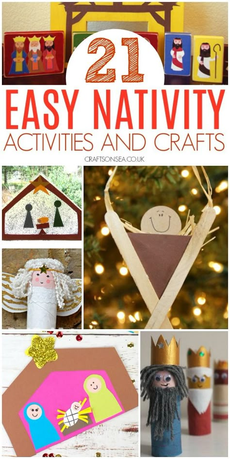 easy nativity activities and crafts for kids preschool toddler #preschool #christmascrafts #christmascraftsforkids Nativity Crafts For Kids, Nativity Activities, Nativity Activity, Christmas Activities For Toddlers, Christmas Sunday School, Advent Crafts, Christmas Preschool, Kids Christmas Crafts, Advent Activities