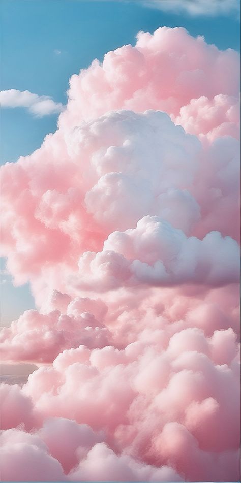 Picture of fluffy pink clouds in the sky in portrait mode that can be used as a mobile phone background Clouds Iphone Wallpaper, Pink Aesthetic Iphone, Pink Clouds Wallpaper, Clouds Pink, Candy Clouds, Pink Wallpaper Backgrounds, Cotton Candy Clouds, Cotton Candy Sky, Barbie Theme