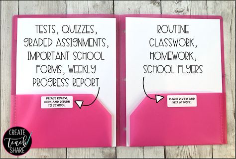 Home Folders Ideas, Homework Folder Ideas, Student Take Home Folders, Student Agenda, Take Home Folders, Folder Ideas, Student Folders, Teaching Classroom Management, Homework Folder