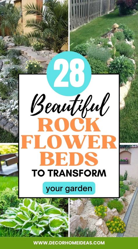 Rock Instead Of Mulch Flower Beds, Using Rocks In Landscaping Flower Beds, Raised Rock Garden Beds, Rocks In Flower Bed Landscaping, Landscaping With Rocks Flower Beds, Flower Bed Ideas With Rocks, Low Maintenance Flower Bed Ideas, Flower Beds With Rocks Instead Of Mulch, Rock Bed Landscaping