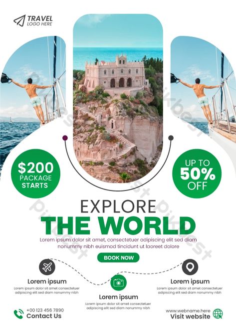 holiday vacation travel flyer explore the world poster template Destination Poster Design, Tourism Flyer, Tourist Poster, Trip Poster, Holiday Poster Design, Travel Advertising Design, Tourism Design, Travel Flyer, Make My Trip