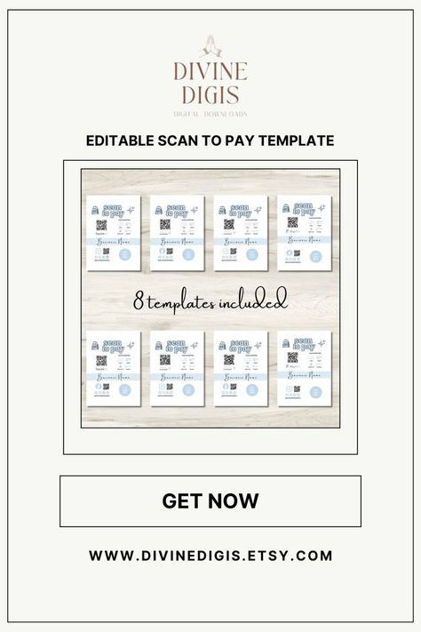 Enhance your small business transactions with our Editable Scan to Pay Template QR Code Sign. This customizable payment sign allows you to easily integrate your payment options, including CashApp, PayPal, and Venmo, into your customer experience. Designed for easy editing in Canva, this printable template is perfect for cafes, shops, or any small business wanting to streamline payment processes. #ScanToPay #QRCodeSign #CustomizableSign #PaymentTemplate. Venmo Sign, Scan To Pay Template, Payment Sign, Scan To Pay, Qr Code Sign, Download Printables, Sign Templates, Qr Code, Template Printable