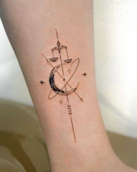 Unique Libra Tattoo Ideas For Women, Libra Tattoo Designs For Women, Woman Tattoo Leg, Libra Moon Tattoo, Libra Tattoos For Women, Unique Libra Tattoo, Libra Inspired Tattoos, Tattoo Designs On Chest, Libra Tattoo Ideas Unique