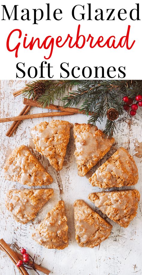 Scones Recipe Christmas, Sour Dough Scones Recipe, Gingerbread Breakfast Recipes, Rosemary Scones Recipe, Christmas Scones Recipe Easy, Sourdough Gingerbread Scones, Holiday Scones Recipe, Winter Scones Recipe, Gingerbread Scones Recipe