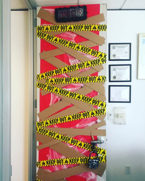 Keep Out Halloween Door, Office Halloween Decorations, Halloween Office, Keep Out, Halloween Door, Halloween Crafts, Halloween Decor, Anger, Office Decor