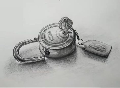 Basic Object Drawing, Live Sketching Objects, Shading Objects, Shading With Pencil, Lock Drawing, Drawing And Shading, Key Drawings, Live Sketching, Shading Drawing