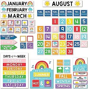 Calendar For Classroom, Bulletin Board Calendar, Colorful Classroom, Classroom Calendar, Bulletin Board Sets, School Calendar, Days Of The Week, Bulletin Board