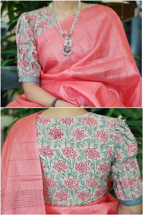 Printed Silk Blouse Designs, Ikat Blouse Designs Cotton Saree, Cotton Blouse Designs Latest Simple, Printed Blouse Design, Print Blouse Design, Ikat Blouse Designs, 2019 Ready To Wear, Blouse Designs High Neck, Cotton Saree Blouse Designs