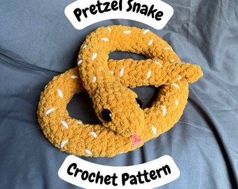 Crochet Your Own Pretzel Snake Pattern How To Crochet A Snake, Mini Snake Crochet Pattern, Strawberry Snake Crochet, Crochet Snake Pattern Free Large, Free Crochet Plushie Patterns Snake, Giant Snake Crochet Pattern Free, Therapy Toys, Cute Snake, Snake Patterns