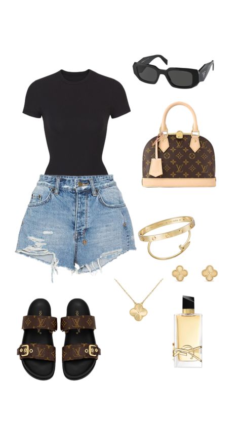 Lv Bags, Cute Outfit, Denim Shorts, Outfit Inspo