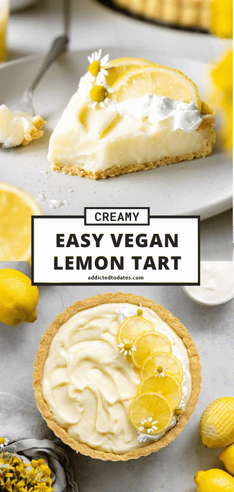 Vegan Lemon Tart Vegan Lemon Tart, Vegan Tart, Vegan Custard, Vegan Pies, Lemon Mascarpone, Mascarpone Filling, Vegan Tarts, Curd Filling, Vegan Pastries