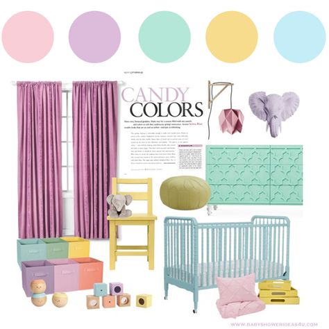 Pastel Danish Nursery, Candyland Nursery, Pastel Nursery Girl, Pastel Nursery Ideas, Candy Nursery, Nursery Lavender, Candy Themed Bedroom, Pink Princess Room, Pastel Playroom