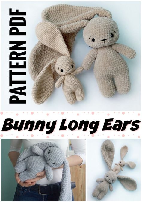 I so want to make this long-eared crocheted amigurumi bunny pattern for my son this Easter! So adorable! #crochet #pattern #amigirumi #yarn #crafts #amigurumipattern #crochetpattern #handmadetoys #craftevangelist Crocheted Stuffed Animals, Easter Amigurumi, Amigurumi Bunny Pattern, Amigurumi Projects, Amigurumi Yarn, Easy Knitting Projects, Crochet Easter, Crochet Bunny Pattern, Easter Crochet Patterns