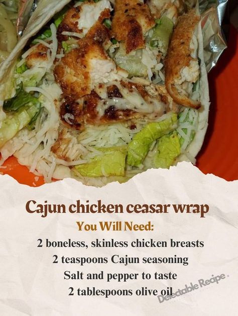 Cajun Chicken Ceaser Wraps, Cajun Chicken Caesar Wrap, Chicken Ceaser, Authentic Cajun Recipes, Cajun Recipes Authentic, Chicken Caesar Wrap, Cajun Chicken, Cajun Recipes, Cajun Seasoning