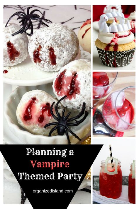 Vampire Theme Snacks, Vampire Appetizers, Vampire Party Ideas Decoration, Twilight Inspired Food, Vampire Food Ideas, Vampire Diaries Themed Birthday Party, Vampire Desserts, Vampire Themed Food, Vampire Recipes