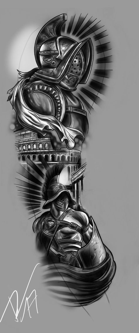 FULLSLEEVE Design - A Warriors Pride by StevenDureckArtworks on DeviantArt | Warrior tattoo sleeve, Cover tattoo, Tattoo templates Warrior Tattoo Sleeve, Roman Tattoo, Mangas Tattoo, Gladiator Tattoo, Spartan Tattoo, Knight Tattoo, Armor Tattoo, Warrior Tattoos, Tattoo Templates