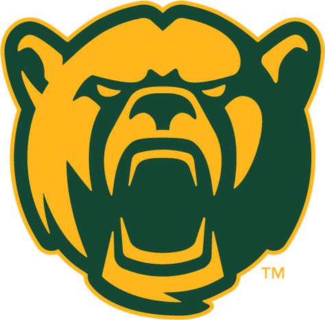 Baylor Bears Alternate Logo (2019-Pres) - Bear face growling in green and gold Baylor Bears Logo, Bear Drink, Sport Logo Design, Logo Colors, Bear Names, Baylor University, Baylor Bear, College Logo, Bear Face