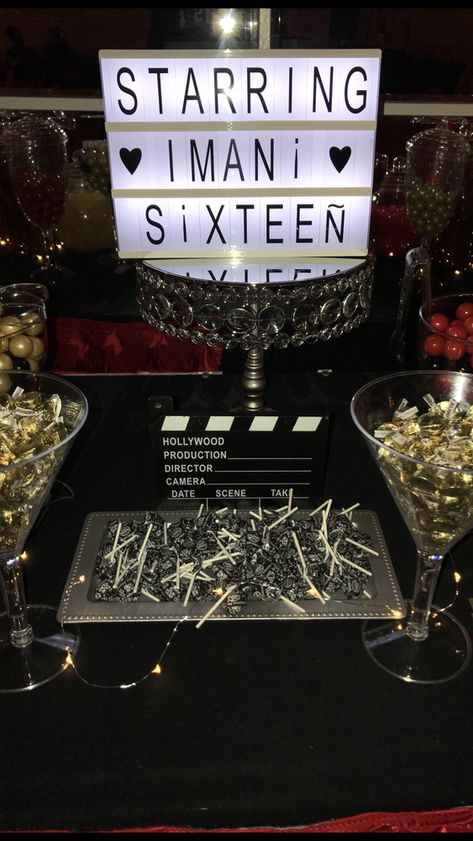 Sweet 16 Non Party Ideas, Menu For Sweet 16 Party, Movie Premiere Sweet 16, Vip Sweet 16 Party Ideas, Sweet 16 Hollywood Theme Ideas, Black Tie Sweet 16 Party Ideas, Cute Sweet 16 Themes, Sweet 16 Brown Theme, Old Hollywood Sweet 16