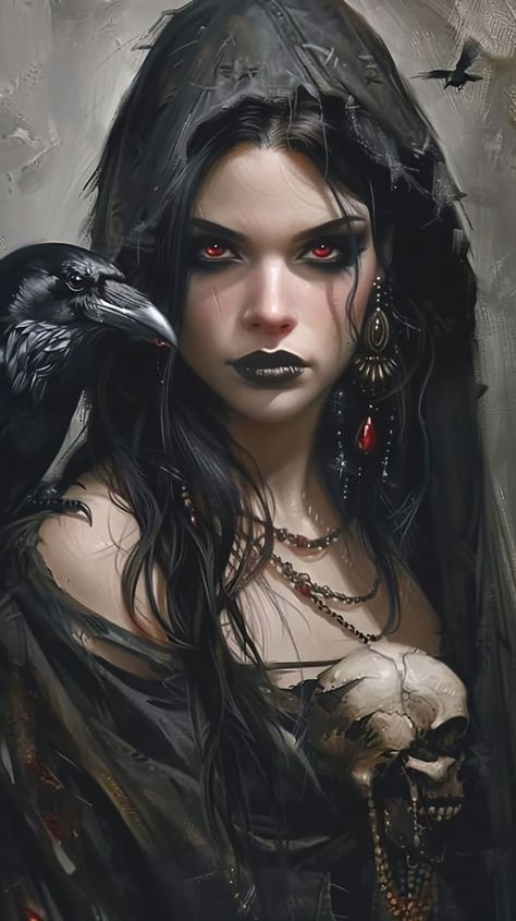 Goddess Of Sorcery, Vampire Art Female Gothic, Hekate Tattoo, Vampire Tattoo Designs, Druid Tattoo, Hero Quest, Crow Movie, Witch Pictures, Dark Princess