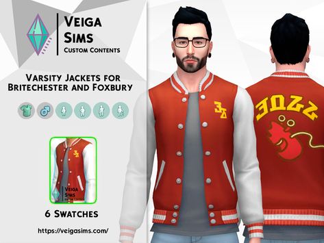 The Sims Resource - Varsity Jacket for Britechester and Foxbury Female Hoodie, The Bright Sessions, Sims 4 Cc Download, Sims 4 Expansions, University Outfit, Football Uniform, University Logo, University Sweatshirts, Letterman Jacket