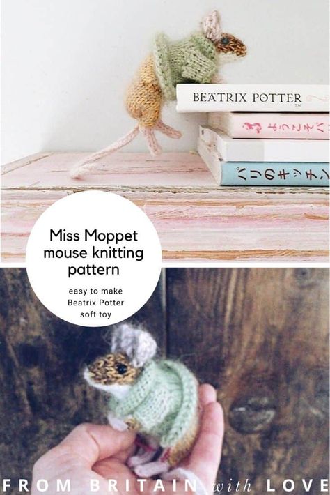 Beatrix Potter Knitting Patterns Free, Mouse Knitting Pattern Free, Mouse Knitting Pattern, Diy Macrame Projects, Claire Garland, Felt Mice, Rabbit Knitting Pattern, Bunny Knitting Pattern, Animal Knitting