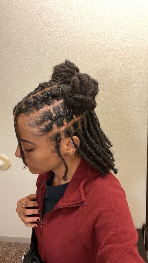 Loc Hairstyles Barrel Twist, Down Loc Styles, Two Low Buns, Woman With Dreadlocks, Style Locs, Locks Hairstyles, Loc Goals, Dreadlocks Hair Care, Barrel Twist