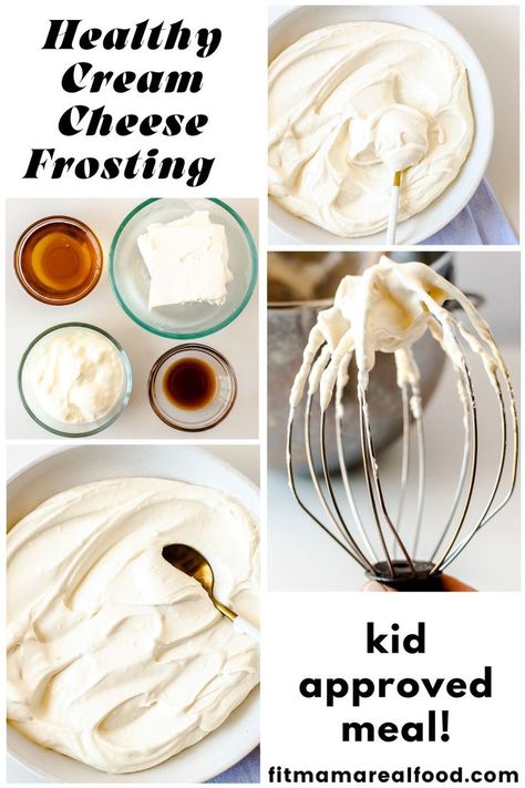 Healthy Whipped Cream, Frosting Without Powdered Sugar, Frosting Without Butter, Healthy Cream Cheese Frosting, Healthy Frosting, Ice Cream Aesthetic, Healthy Cream Cheese, Cupcake Frosting Recipes, Healthy Birthday Cakes