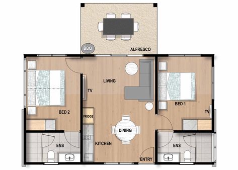 Small Villa Design House Plans, 2 Bedroom Villa Floor Plan, Indonesian House, Small Apartment Plans, Retreat Design, 2 Bedroom Villa, 2 Bed House, Resort Plan, Dream Holidays